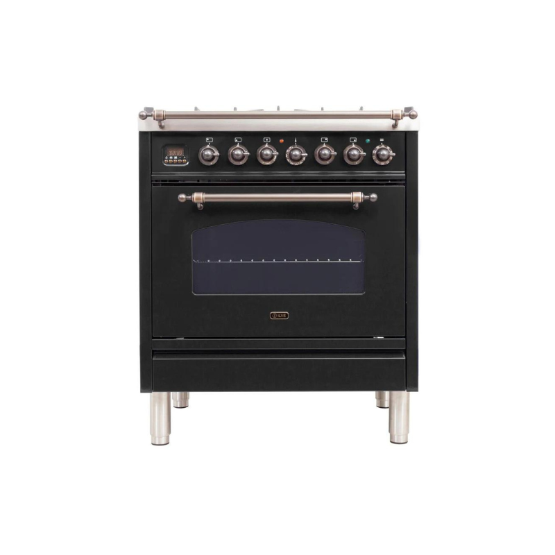 ILVE 30-Inch Nostalgie Series Freestanding Single Oven Dual Fuel Range with 5 Sealed Burners - UPN76DM