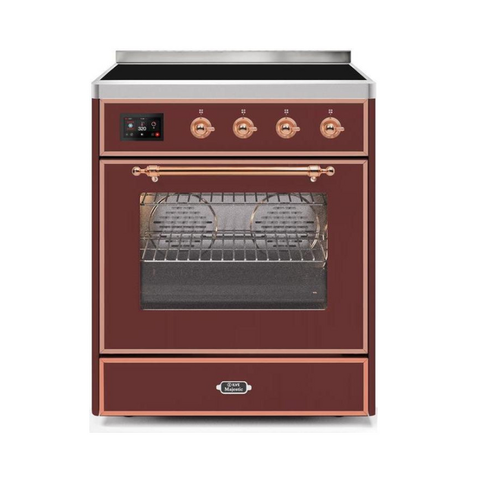 ILVE 30" Majestic II Series Freestanding Electric Single Oven Range with 4 Elements, Triple Glass Cool Door, Convection Oven, TFT Oven Control Display and Child Lock (UMI30NE3)