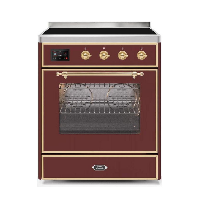 ILVE 30" Majestic II Series Freestanding Electric Single Oven Range with 4 Elements, Triple Glass Cool Door, Convection Oven, TFT Oven Control Display and Child Lock (UMI30NE3)