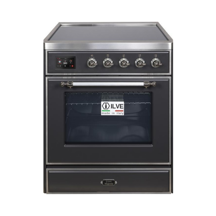 ILVE 30" Majestic II Series Freestanding Electric Single Oven Range with 4 Elements, Triple Glass Cool Door, Convection Oven, TFT Oven Control Display and Child Lock (UMI30NE3)