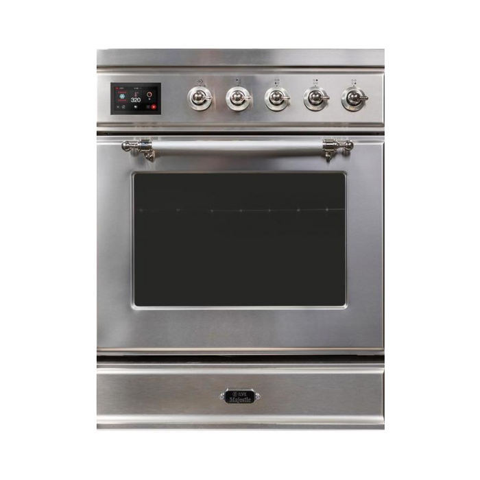 ILVE 30" Majestic II Series Freestanding Electric Single Oven Range with 4 Elements, Triple Glass Cool Door, Convection Oven, TFT Oven Control Display and Child Lock (UMI30NE3)