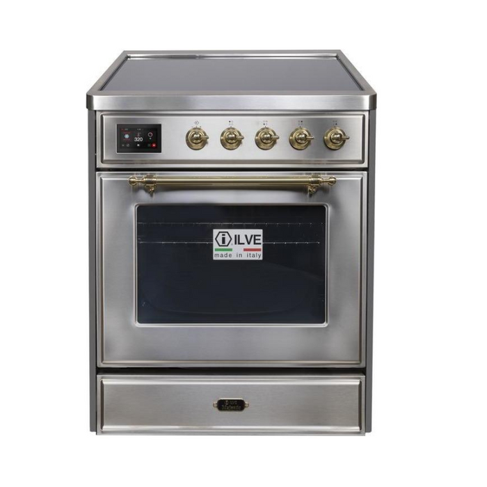 ILVE 30" Majestic II Series Freestanding Electric Single Oven Range with 4 Elements, Triple Glass Cool Door, Convection Oven, TFT Oven Control Display and Child Lock (UMI30NE3)