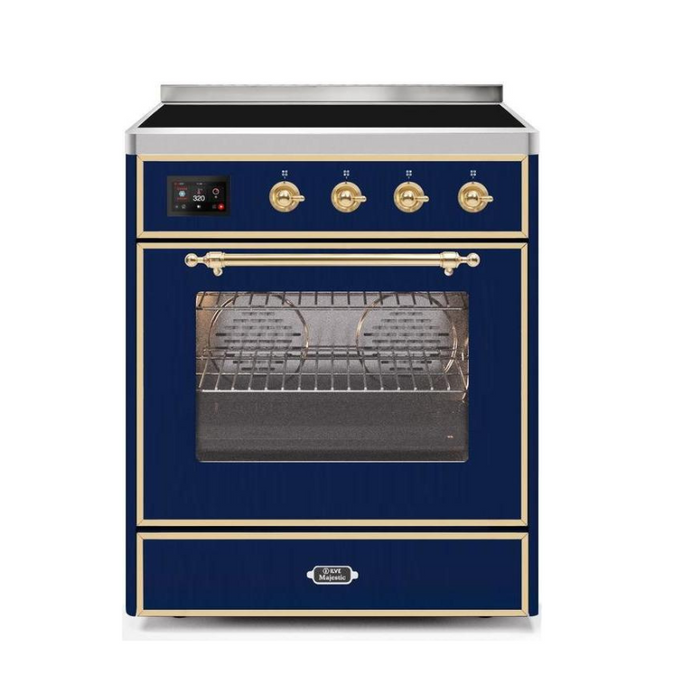 ILVE 30" Majestic II Series Freestanding Electric Single Oven Range with 4 Elements, Triple Glass Cool Door, Convection Oven, TFT Oven Control Display and Child Lock (UMI30NE3)