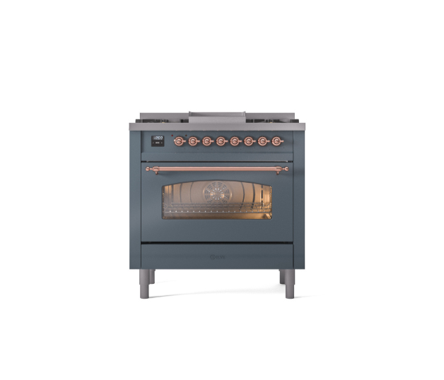 ILVE 36" Nostalgie II Series Freestanding Single Oven Dual Fuel Range with 5 Sealed Burners and Griddle - UP36FNMP