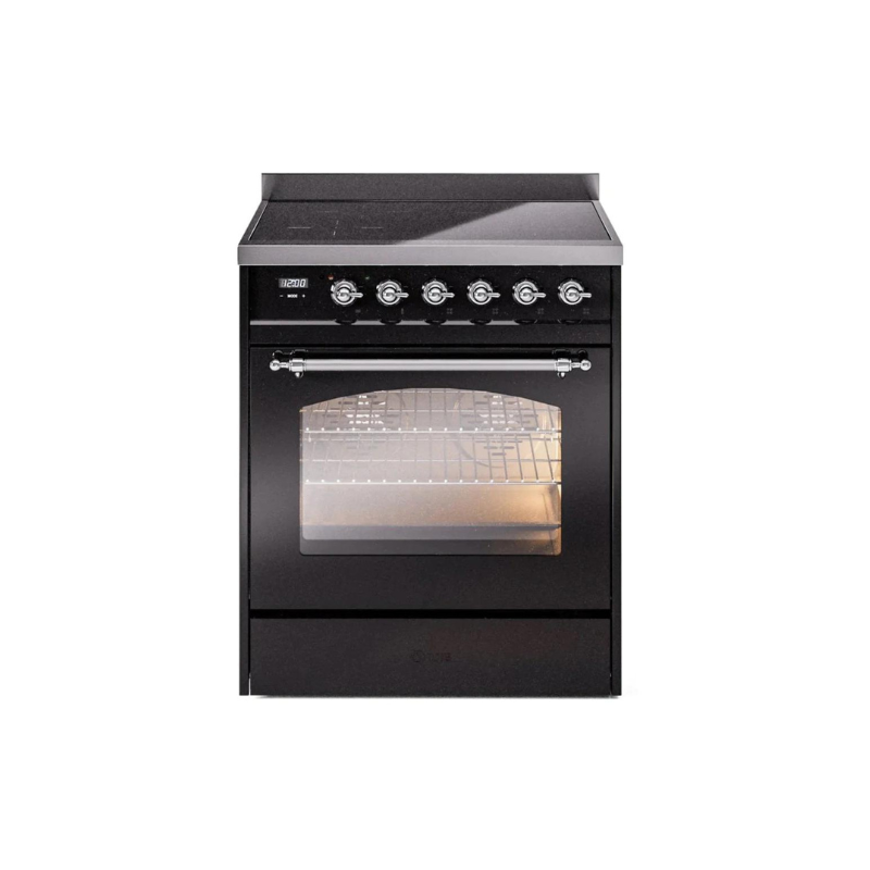 ILVE 30" Nostalgie II Series Freestanding Electric Double Oven Range with 5 Elements, Triple Glass Cool Door, Convection Oven, TFT Oven Control Display and Child Lock - UPI304NMP