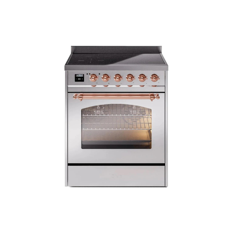 ILVE 30" Nostalgie II Series Freestanding Electric Double Oven Range with 5 Elements, Triple Glass Cool Door, Convection Oven, TFT Oven Control Display and Child Lock - UPI304NMP