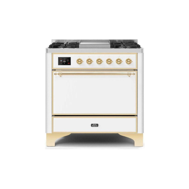 ILVE 36 Inch Majestic II Series Natural/ Propane Gas Burner and Electric Oven Range with 6 Sealed Burners (UM09FDQNS3)