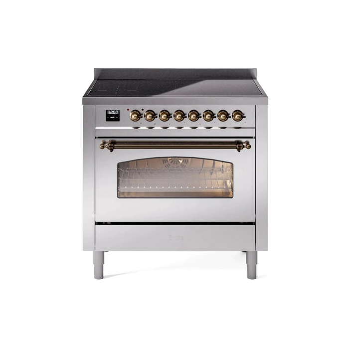 ILVE 36" Nostalgie II Series Freestanding Electric Double Oven Range with 5 Elements, Triple Glass Cool Door, Convection Oven, TFT Oven Control Display and Child Lock - UPI366NMP