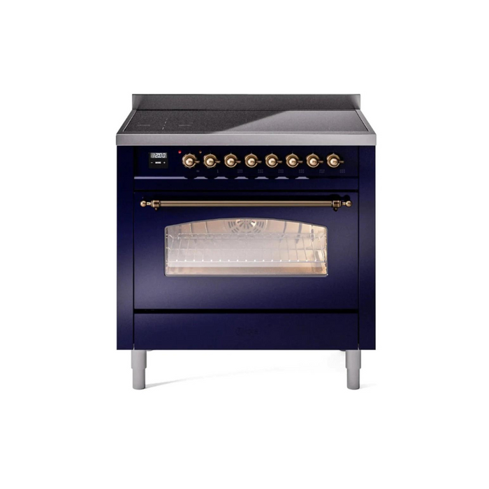 ILVE 36" Nostalgie II Series Freestanding Electric Double Oven Range with 5 Elements, Triple Glass Cool Door, Convection Oven, TFT Oven Control Display and Child Lock - UPI366NMP