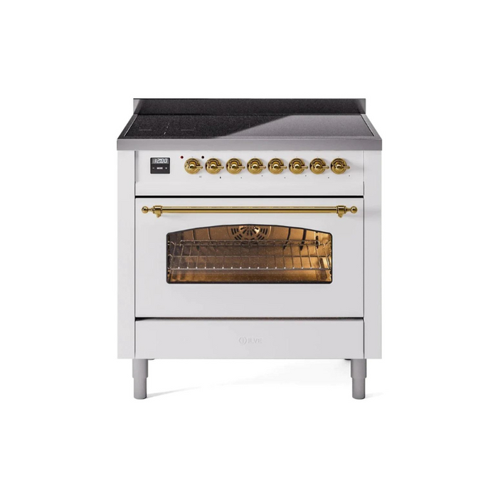 ILVE 36" Nostalgie II Series Freestanding Electric Double Oven Range with 5 Elements, Triple Glass Cool Door, Convection Oven, TFT Oven Control Display and Child Lock - UPI366NMP