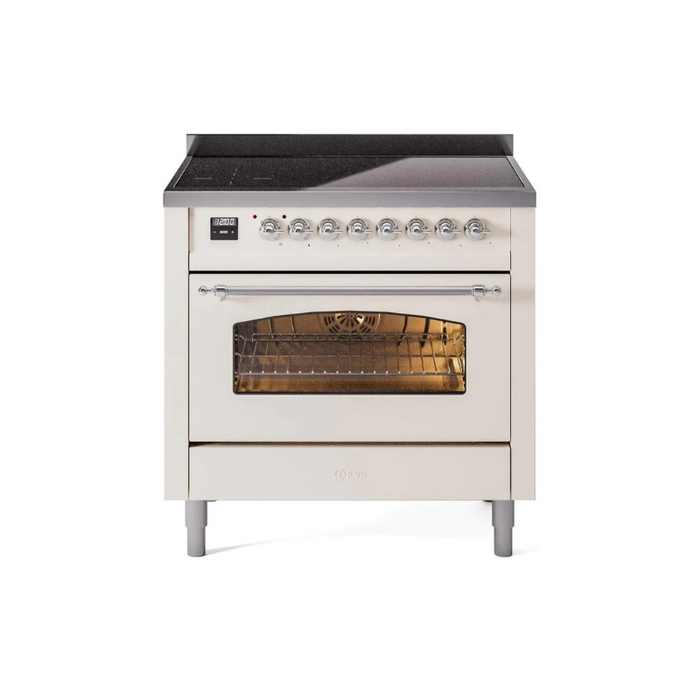 ILVE 36" Nostalgie II Series Freestanding Electric Double Oven Range with 5 Elements, Triple Glass Cool Door, Convection Oven, TFT Oven Control Display and Child Lock - UPI366NMP