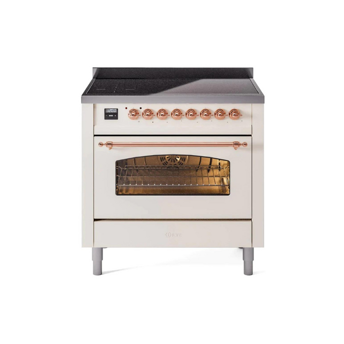 ILVE 36" Nostalgie II Series Freestanding Electric Double Oven Range with 5 Elements, Triple Glass Cool Door, Convection Oven, TFT Oven Control Display and Child Lock - UPI366NMP