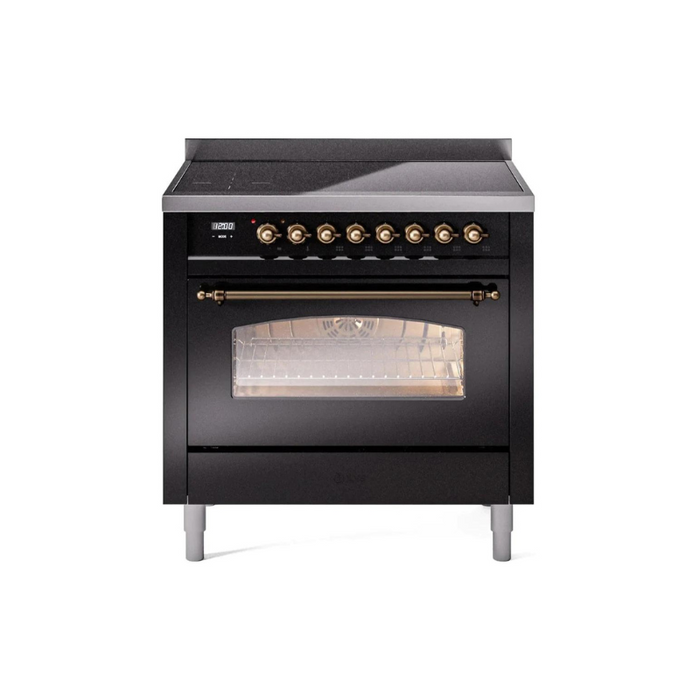 ILVE 36" Nostalgie II Series Freestanding Electric Double Oven Range with 5 Elements, Triple Glass Cool Door, Convection Oven, TFT Oven Control Display and Child Lock - UPI366NMP