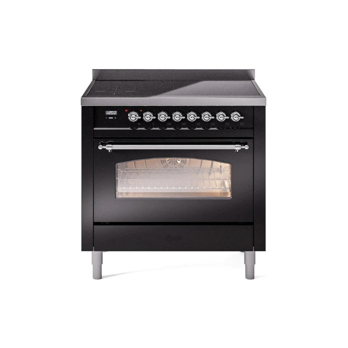 ILVE 36" Nostalgie II Series Freestanding Electric Double Oven Range with 5 Elements, Triple Glass Cool Door, Convection Oven, TFT Oven Control Display and Child Lock - UPI366NMP