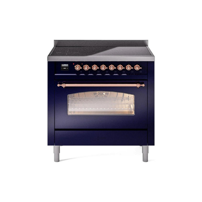 ILVE 36" Nostalgie II Series Freestanding Electric Double Oven Range with 5 Elements, Triple Glass Cool Door, Convection Oven, TFT Oven Control Display and Child Lock - UPI366NMP