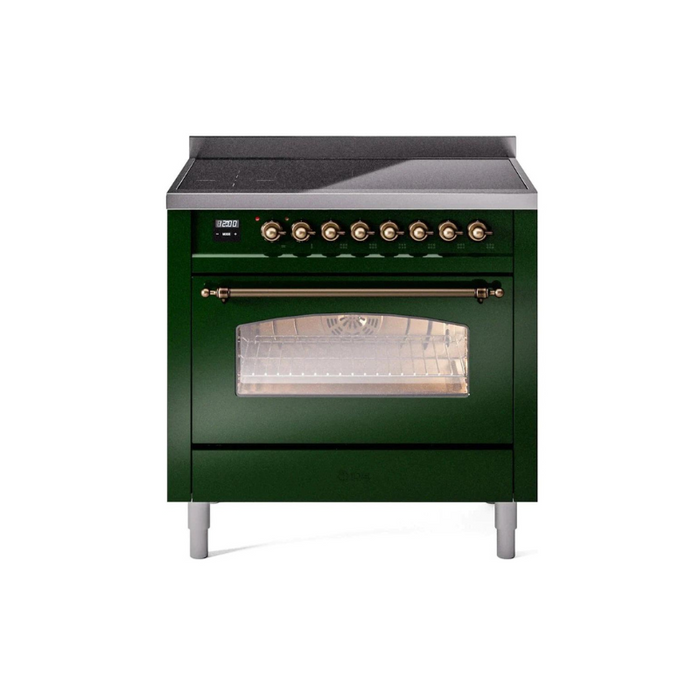 ILVE 36" Nostalgie II Series Freestanding Electric Double Oven Range with 5 Elements, Triple Glass Cool Door, Convection Oven, TFT Oven Control Display and Child Lock - UPI366NMP