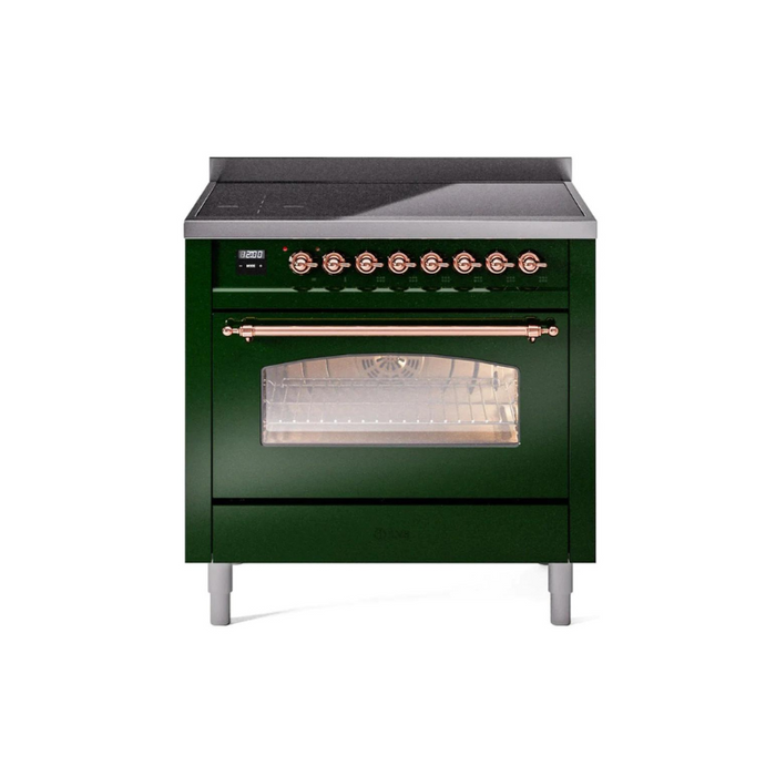 ILVE 36" Nostalgie II Series Freestanding Electric Double Oven Range with 5 Elements, Triple Glass Cool Door, Convection Oven, TFT Oven Control Display and Child Lock - UPI366NMP