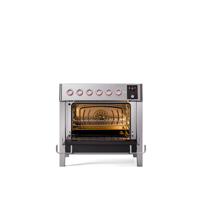 ILVE 36"Panoramagic Series Freestanding Electric Double Oven Range with 5 Elements, Triple Glass Cool Door, Convection Oven, TFT - UPMI09S3