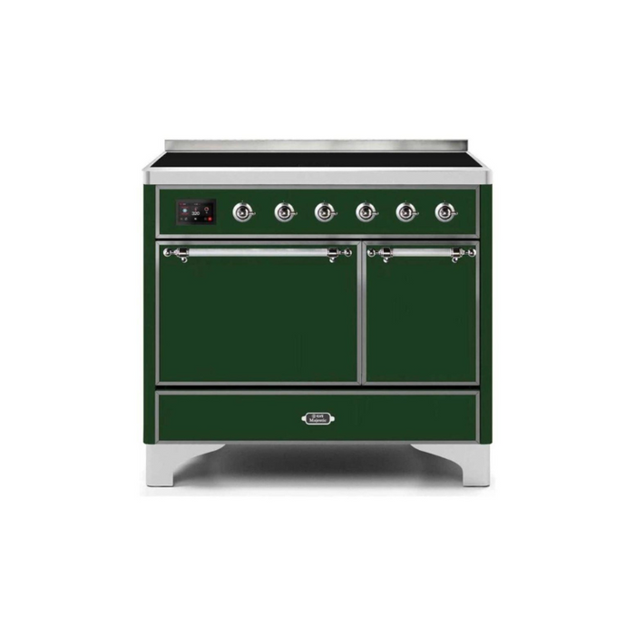 ILVE 40 Inch Majestic II Series Induction Range with 6 Elements Dual Ovens TFT Control Display Solid Oven Door (UMDI10QNS3)