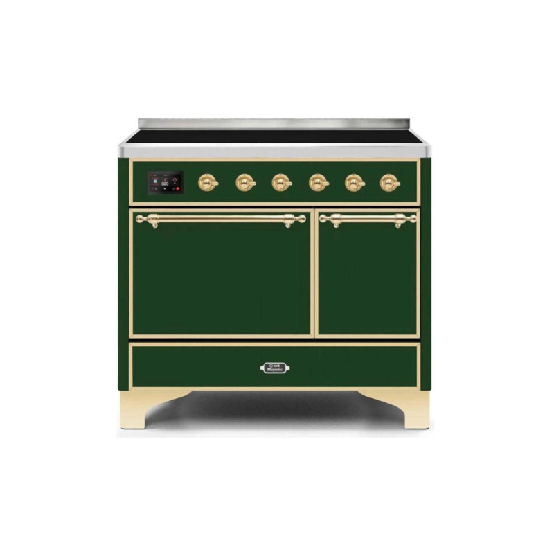 ILVE 40 Inch Majestic II Series Induction Range with 6 Elements Dual Ovens TFT Control Display Solid Oven Door (UMDI10QNS3)