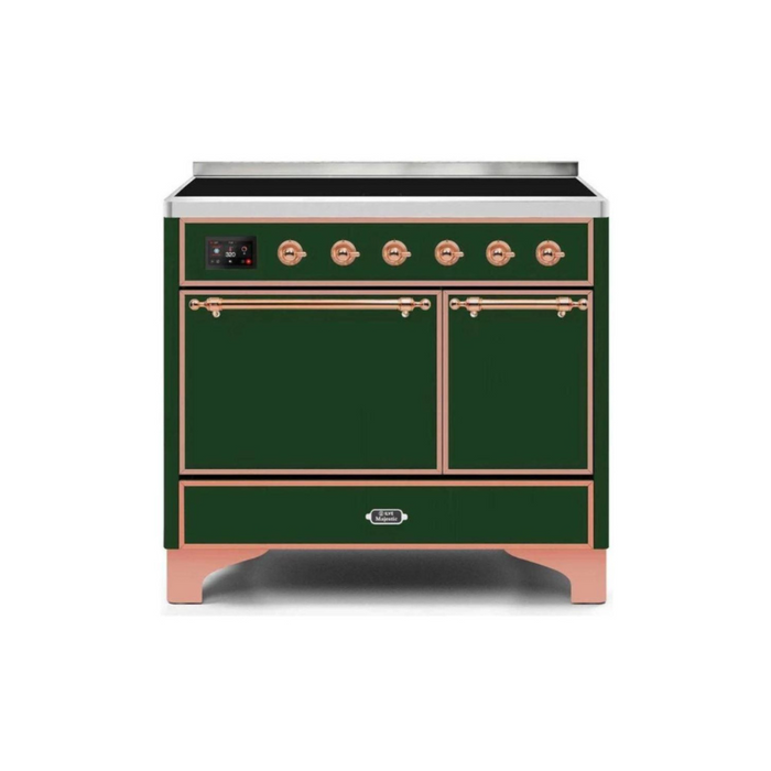 ILVE 40 Inch Majestic II Series Induction Range with 6 Elements Dual Ovens TFT Control Display Solid Oven Door (UMDI10QNS3)