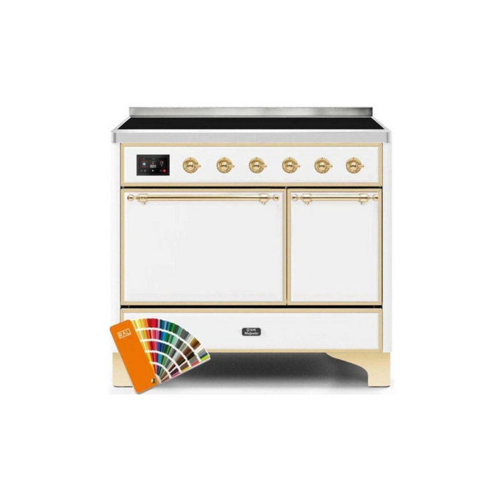 ILVE 40 Inch Majestic II Series Induction Range with 6 Elements Dual Ovens TFT Control Display Solid Oven Door (UMDI10QNS3)