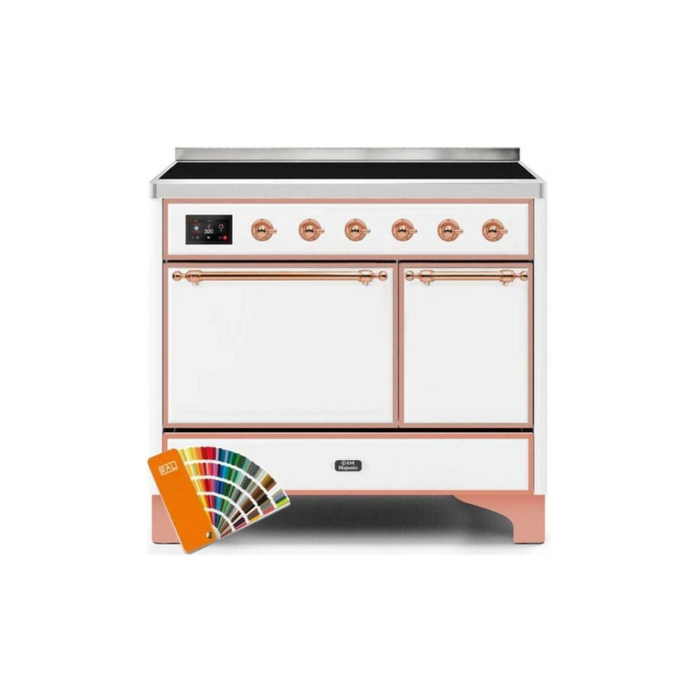 ILVE 40 Inch Majestic II Series Induction Range with 6 Elements Dual Ovens TFT Control Display Solid Oven Door (UMDI10QNS3)