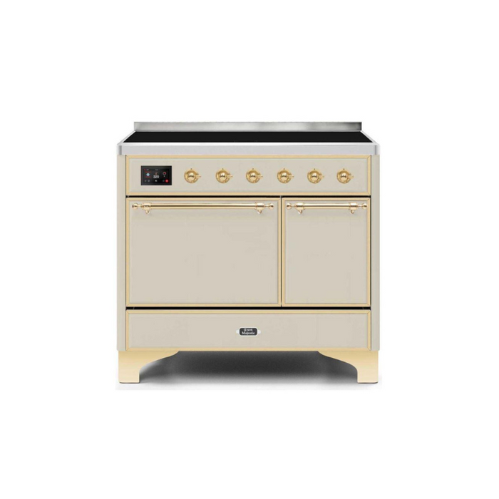 ILVE 40 Inch Majestic II Series Induction Range with 6 Elements Dual Ovens TFT Control Display Solid Oven Door (UMDI10QNS3)