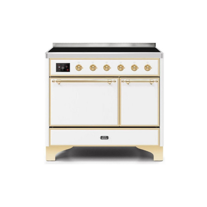 ILVE 40 Inch Majestic II Series Induction Range with 6 Elements Dual Ovens TFT Control Display Solid Oven Door (UMDI10QNS3)