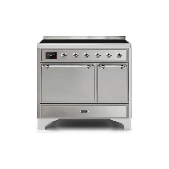 ILVE 40 Inch Majestic II Series Induction Range with 6 Elements Dual Ovens TFT Control Display Solid Oven Door (UMDI10QNS3)