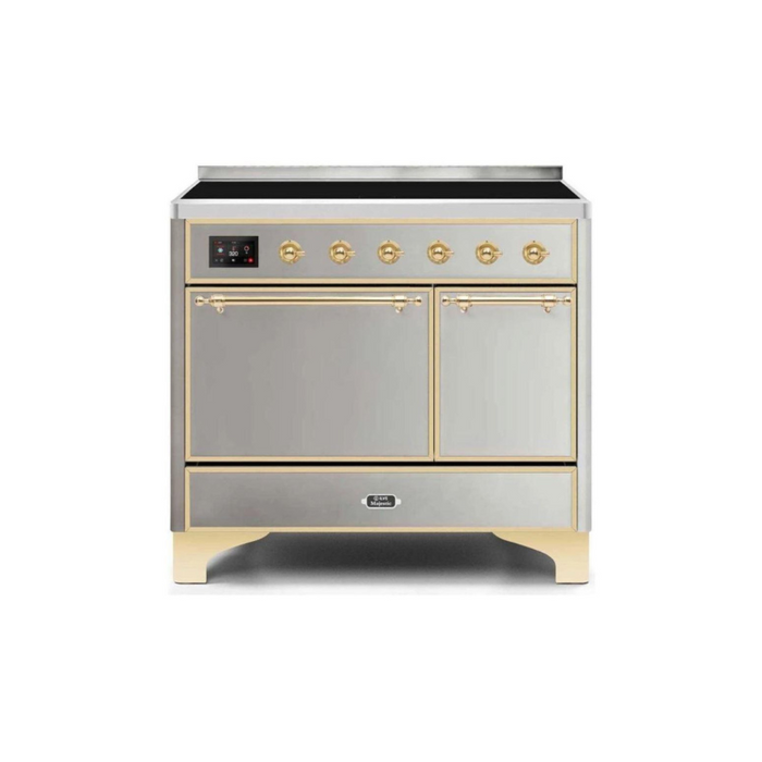 ILVE 40 Inch Majestic II Series Induction Range with 6 Elements Dual Ovens TFT Control Display Solid Oven Door (UMDI10QNS3)