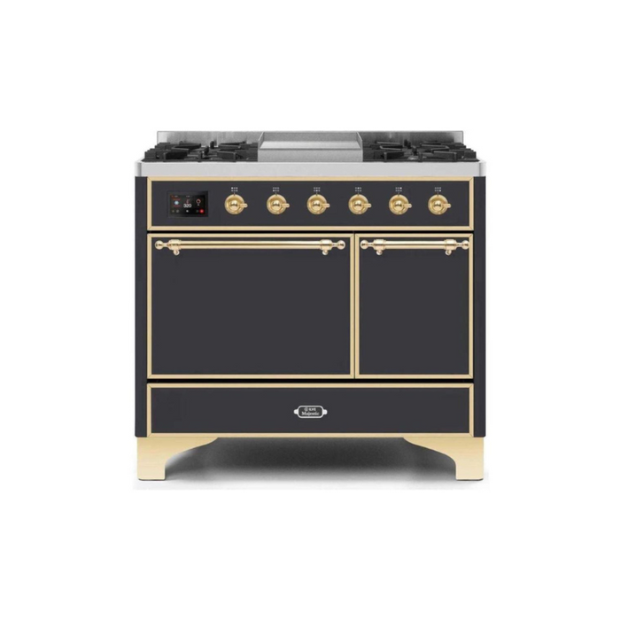 ILVE 40 Inch Majestic II Series Natural/ Propane Gas Burner and Electric Oven Range with 6 Sealed Burners (UMD10FDQNS3)