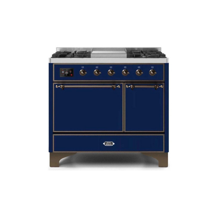 ILVE 40 Inch Majestic II Series Natural/ Propane Gas Burner and Electric Oven Range with 6 Sealed Burners (UMD10FDQNS3)