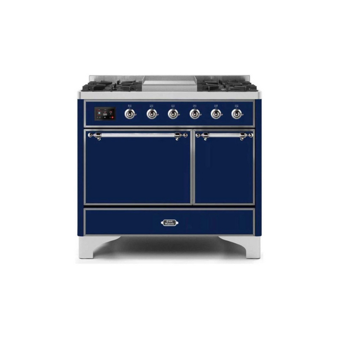 ILVE 40 Inch Majestic II Series Natural/ Propane Gas Burner and Electric Oven Range with 6 Sealed Burners (UMD10FDQNS3)