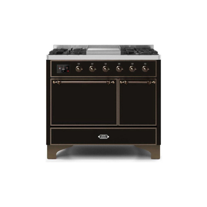 ILVE 40 Inch Majestic II Series Natural/ Propane Gas Burner and Electric Oven Range with 6 Sealed Burners (UMD10FDQNS3)