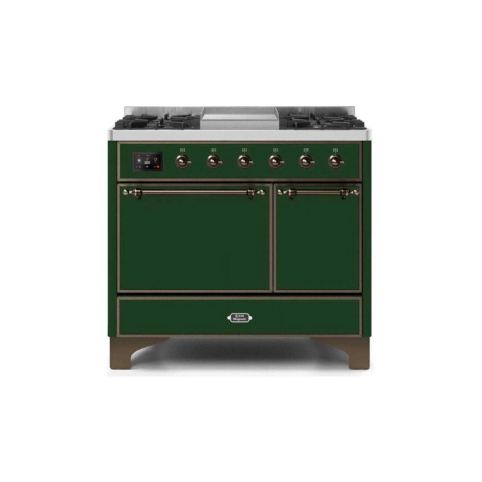 ILVE 40 Inch Majestic II Series Natural/ Propane Gas Burner and Electric Oven Range with 6 Sealed Burners (UMD10FDQNS3)