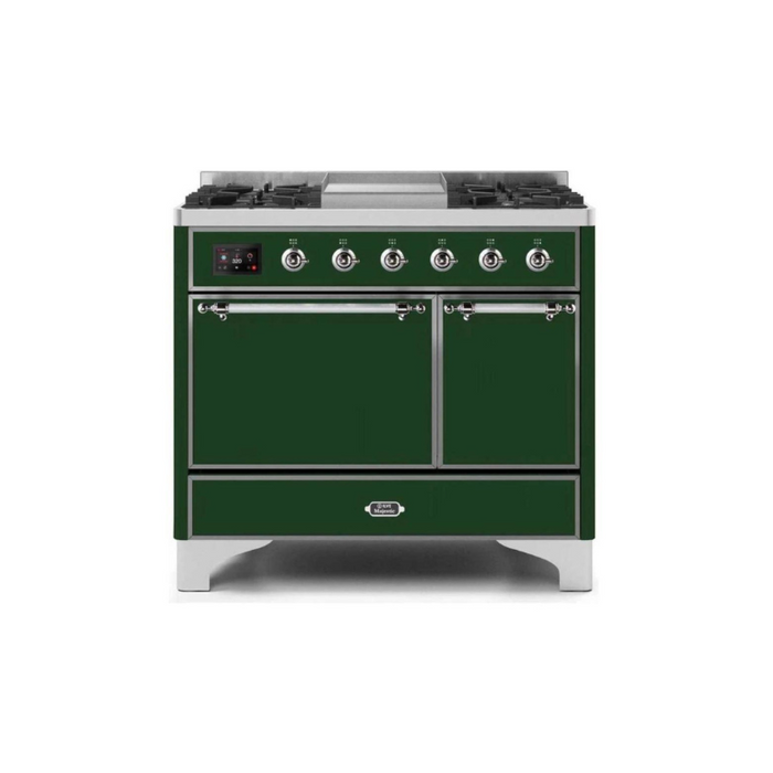 ILVE 40 Inch Majestic II Series Natural/ Propane Gas Burner and Electric Oven Range with 6 Sealed Burners (UMD10FDQNS3)