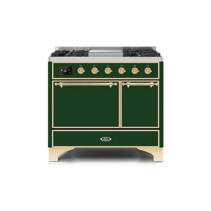 ILVE 40 Inch Majestic II Series Natural/ Propane Gas Burner and Electric Oven Range with 6 Sealed Burners (UMD10FDQNS3)