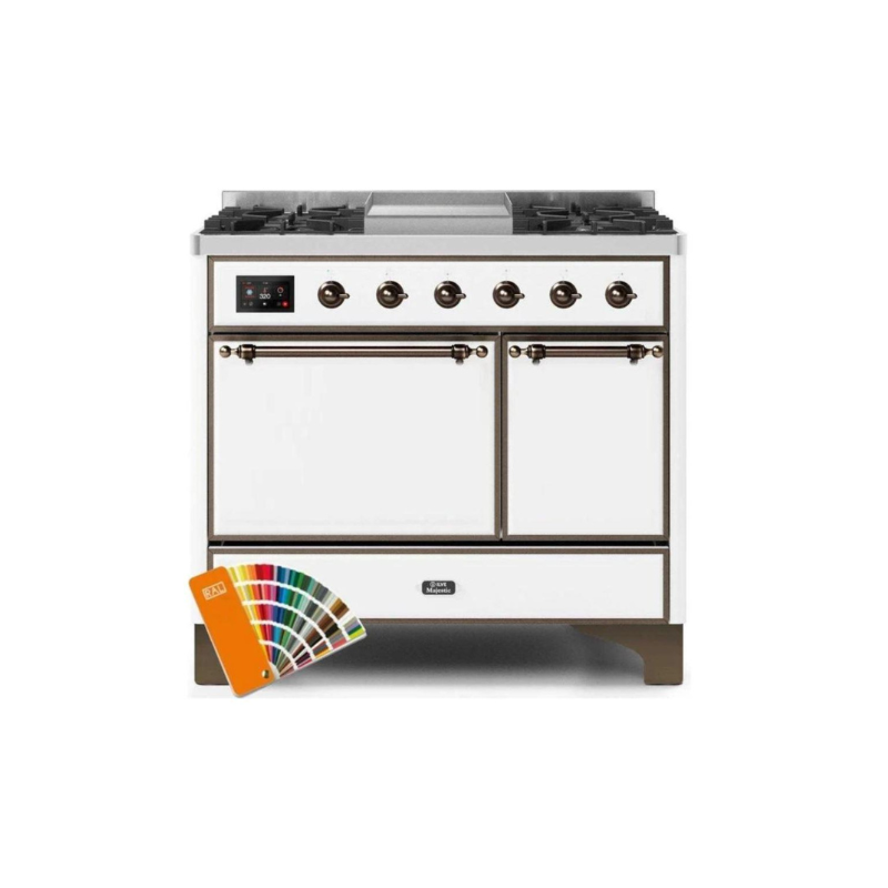 ILVE 40 Inch Majestic II Series Natural/ Propane Gas Burner and Electric Oven Range with 6 Sealed Burners (UMD10FDQNS3)