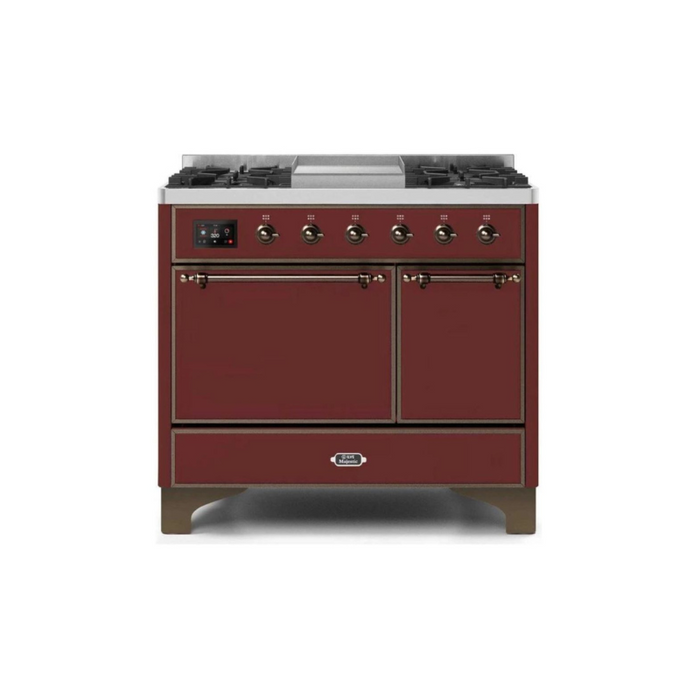 ILVE 40 Inch Majestic II Series Natural/ Propane Gas Burner and Electric Oven Range with 6 Sealed Burners (UMD10FDQNS3)