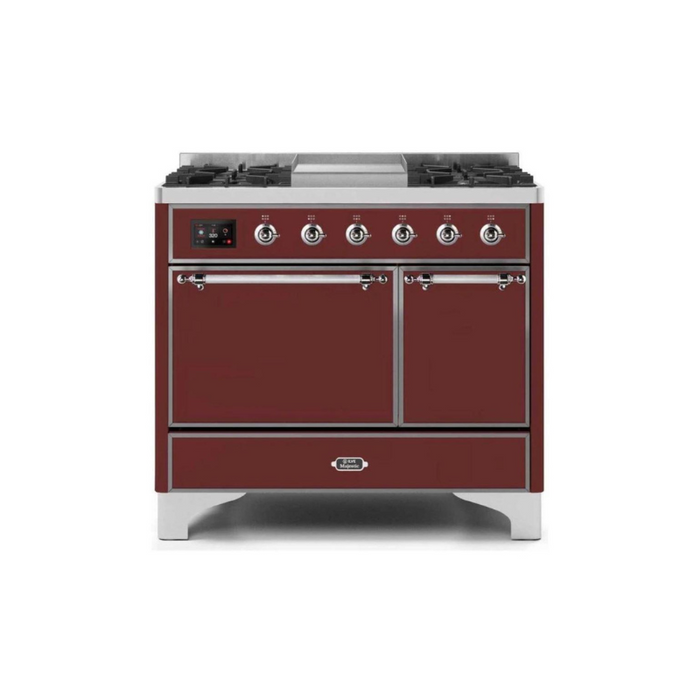 ILVE 40 Inch Majestic II Series Natural/ Propane Gas Burner and Electric Oven Range with 6 Sealed Burners (UMD10FDQNS3)