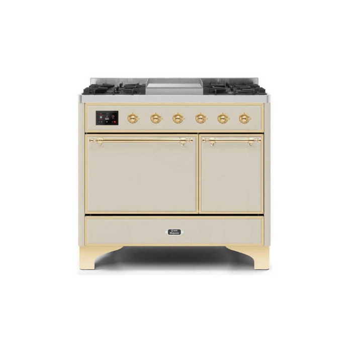 ILVE 40 Inch Majestic II Series Natural/ Propane Gas Burner and Electric Oven Range with 6 Sealed Burners (UMD10FDQNS3)