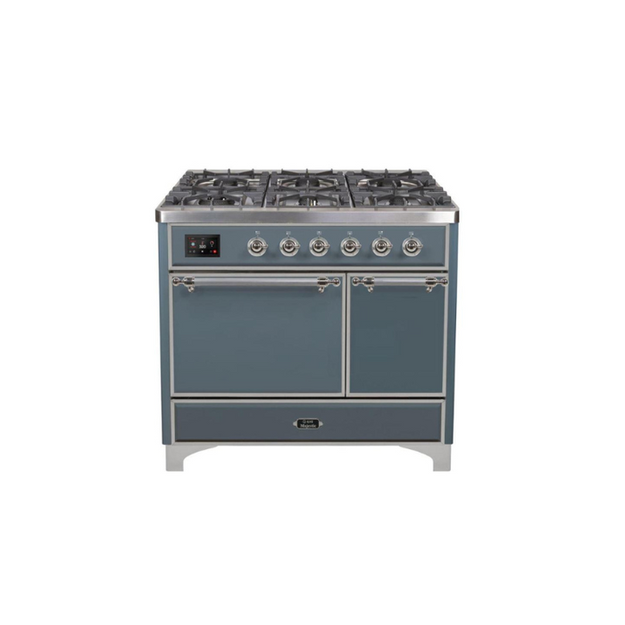 ILVE 40 Inch Majestic II Series Natural/ Propane Gas Burner and Electric Oven Range with 6 Sealed Burners (UMD10FDQNS3)