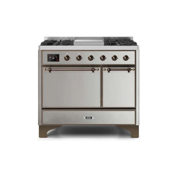 ILVE 40 Inch Majestic II Series Natural/ Propane Gas Burner and Electric Oven Range with 6 Sealed Burners (UMD10FDQNS3)