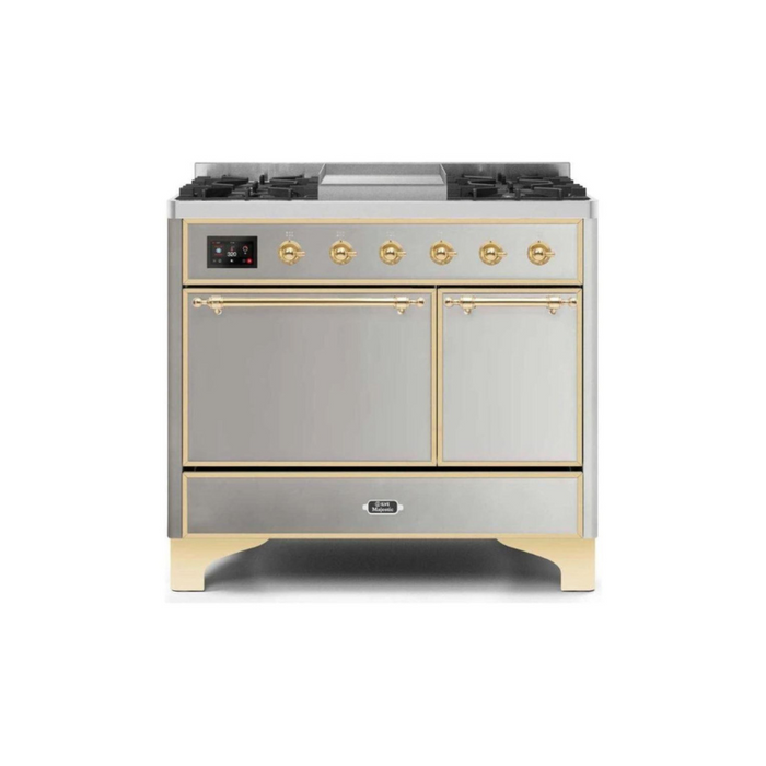 ILVE 40 Inch Majestic II Series Natural/ Propane Gas Burner and Electric Oven Range with 6 Sealed Burners (UMD10FDQNS3)