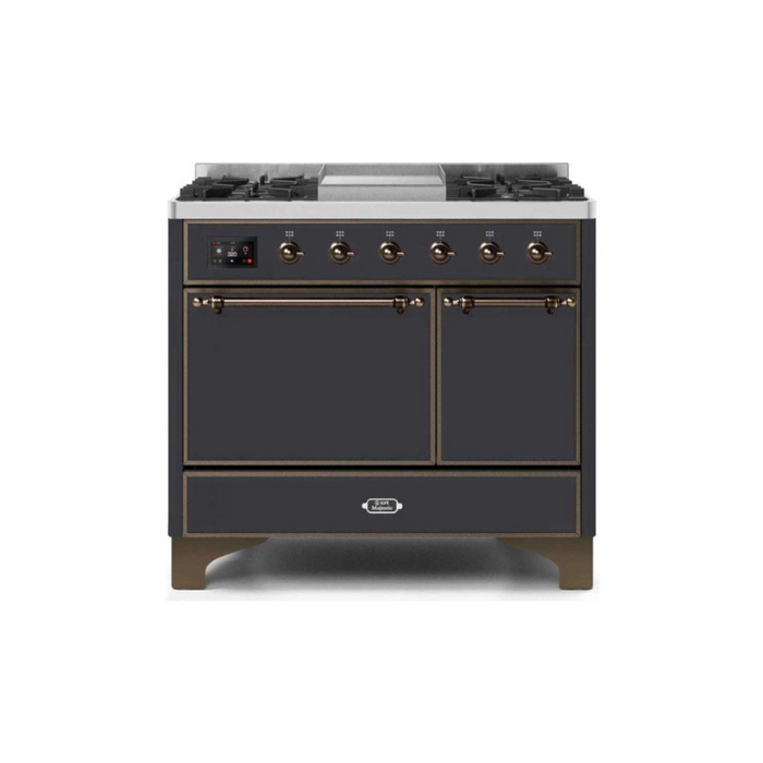 ILVE 40 Inch Majestic II Series Natural/ Propane Gas Burner and Electric Oven Range with 6 Sealed Burners (UMD10FDQNS3)