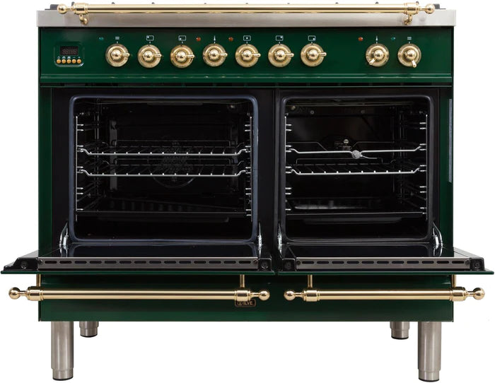 ILVE 40-Inch Nostalgie Dual Fuel Range with 5 Sealed Brass Burners - 3.55 cu. ft. Oven - Griddle - UPDN100FDMP