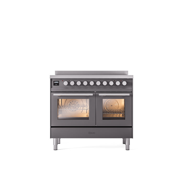 ILVE 40" Professional Plus II Series Freestanding Electric Double Oven Range with 5 Elements, Triple Glass Cool Door - UPDI406WMP