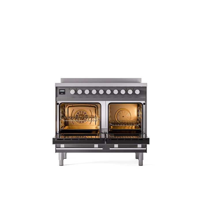 ILVE 40" Professional Plus II Series Freestanding Electric Double Oven Range with 5 Elements, Triple Glass Cool Door - UPDI406WMP