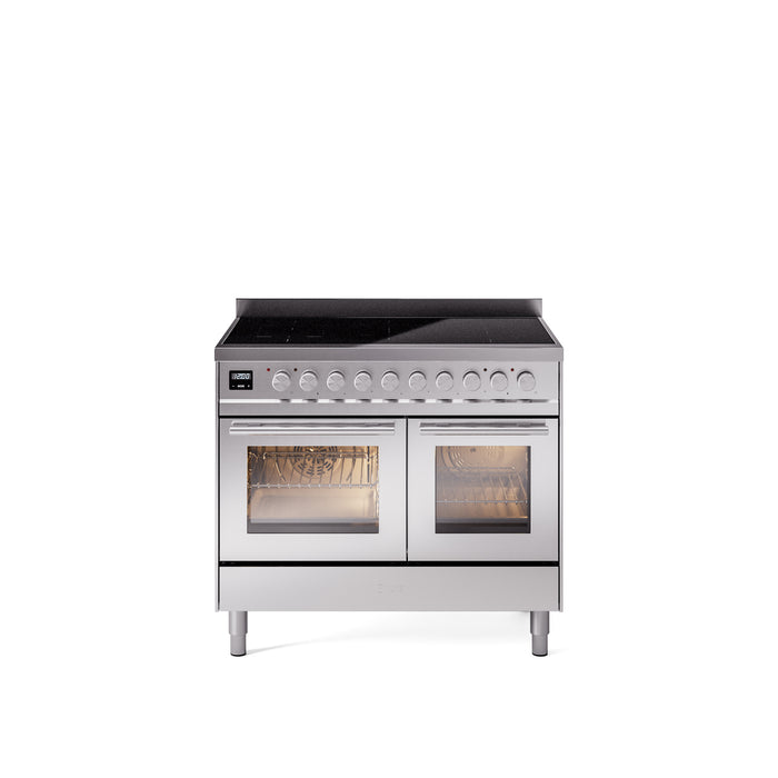 ILVE 40" Professional Plus II Series Freestanding Electric Double Oven Range with 5 Elements, Triple Glass Cool Door - UPDI406WMP